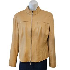 🌹Genuine Leather Tan Jacket DD Collection sz 8 see measurements
